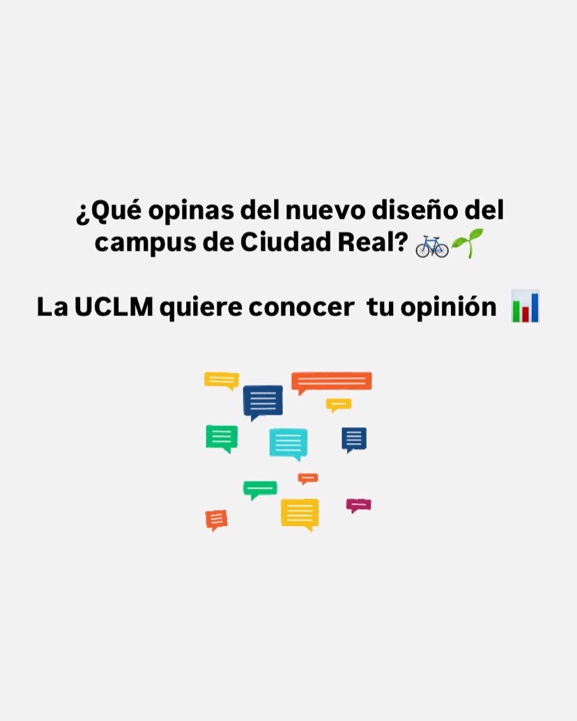 Facultad de Educación de Ciudad Real (UCLM) (@fedcr_oficial) on Twitter photo ¿Qué opinas del nuevo diseño del campus de Ciudad Real? 🚲🌱
Tu participación es completamente anónima y solo te llevará entre 5 y 10 minutos.
Participa aquí 👉
forms.office.com/e/utykZbnPQb?o…
¡Gracias por tu colaboración! <a href="/uclm_es/">Universidad de Castilla-La Mancha</a> ¿Qué opinas del nuevo diseño del campus de Ciudad Real? 🚲🌱
Tu participación es completamente anónima y solo te llevará entre 5 y 10 minutos.
Participa aquí 👉
forms.office.com/e/utykZbnPQb?o…
¡Gracias por tu colaboración! <a href="/uclm_es/">Universidad de Castilla-La Mancha</a>