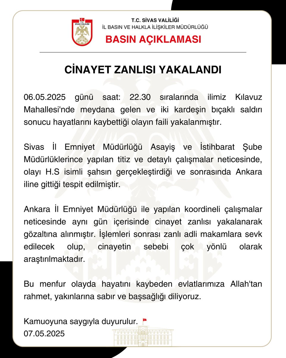 Basın Açıklaması | Cinayet Zanlısı Yakalandı