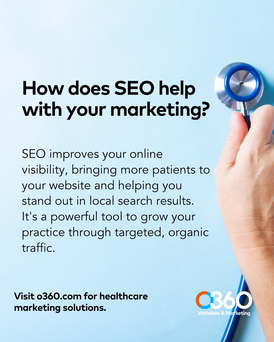 optimized360's tweet image. Boost your practice with smarter visibility.

SEO helps you reach more local patients by ranking higher in search results. It’s one of the most effective ways to grow your practice with consistent, organic traffic.

Explore proven strategies at o360.com

#medical…