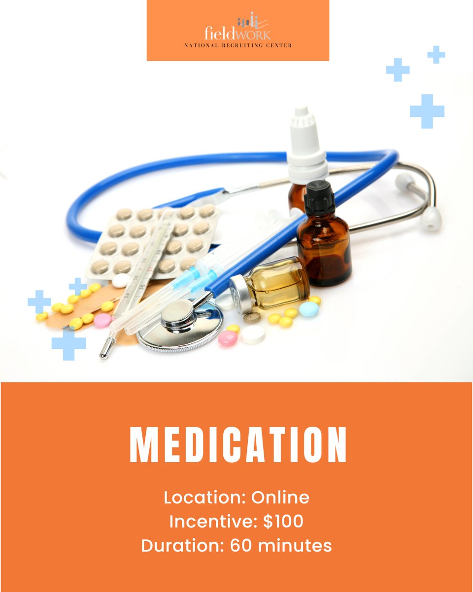 FieldworkNRC's tweet image. Fieldwork NRC is looking for adults 18-49 years of age to participate in a one-hour online market research study regarding Medication. 

🔗: participate.fieldwork.com/Account/Redire…

Reference #: 6464NRC25
Location: Online
Incentive: $100
Duration: 60 minutes
Date(s): 5/15-5/23
Time(s): Various