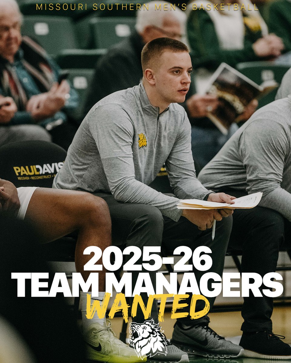 Want to be part of MSSU Men's Basketball? 🦁
We're looking for team managers for the 2025-26 season!
PERKS: Free MSSU gear, possible team travel, hands-on experience, and a great path into the field of coaching.
Join the pride and apply today! 🔗 -- loom.ly/NLnqjtg