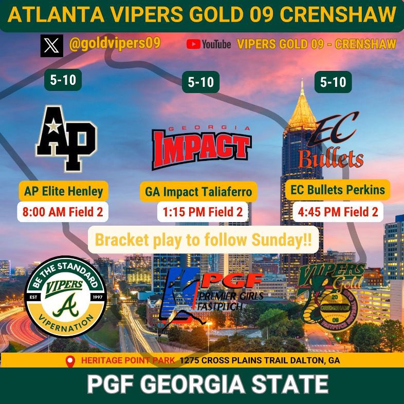 Last “local” tournament before our summer schedule kicks into high gear!  Hopefully the rain stays away!  
Let’s go!  🐍🐍

#represent
#BeTheStandard