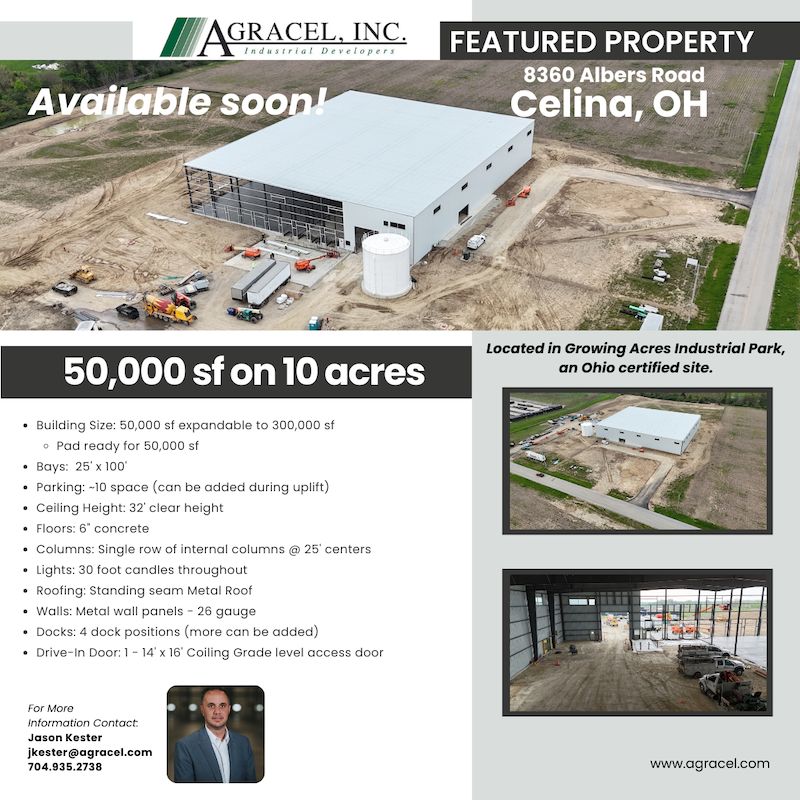 GrowWithAgracel's tweet image. Build-Out-Ready facility in Celina, OH nearly complete! Reach out to Jason Kester @OHEconDevVet for more information on how you can finish this building to meet your operation's needs! #WeDevelop #MoreThanJustBuildings