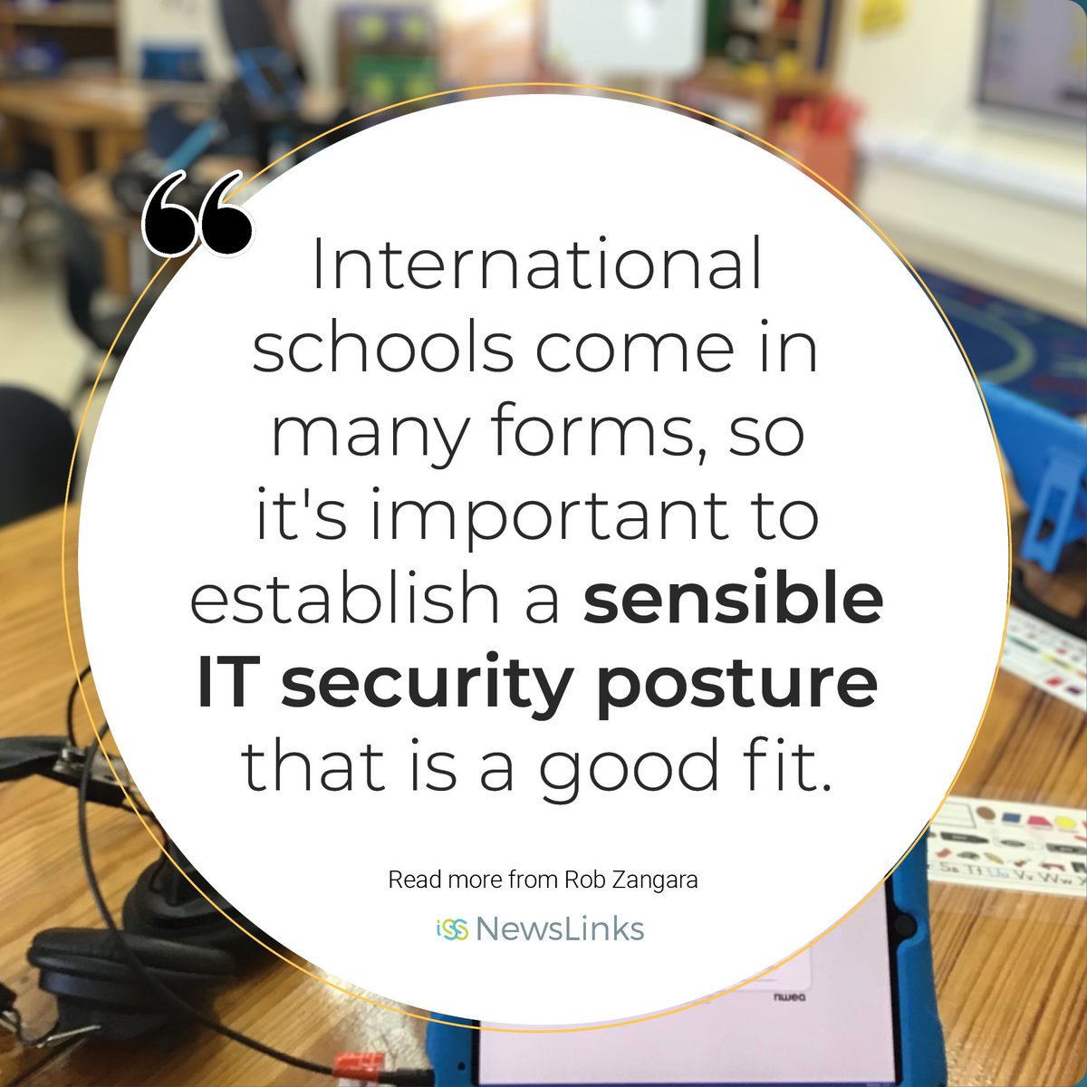 ISSCommunity's tweet image. Most resources related to cybersecurity tend to focus on enterprise companies with sizable budgets. To support international schools specifically, ISS leader Rob Zangara shares key common sense areas in #ISSedu NewsLinks: iss.education/NL25-IT
#SchoolSecurity #SchoolIT