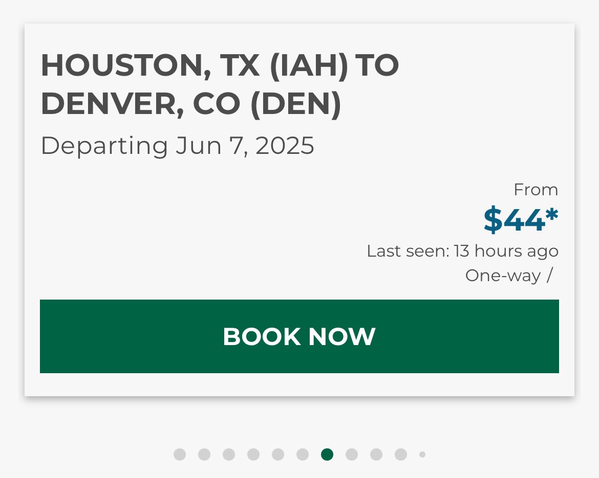 FLIGHTS FOR AS LOW AS $19.00 ✈️

Frontier Airlines has INSANE prices right now

Fares range from $19-$50 EACH

Tons of cities nationwide to choose from

Here’s a link to all deals flights.flyfrontier.com/en/flight-deals