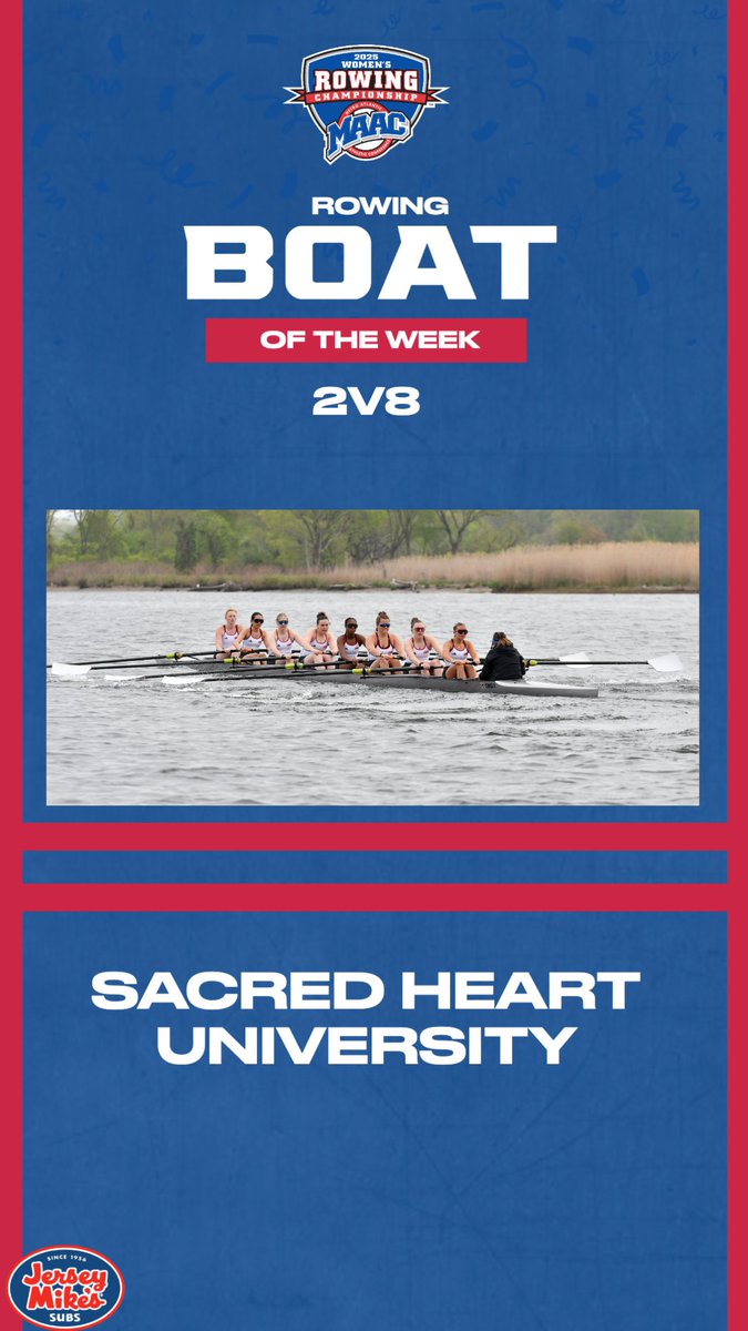 #MAACSports (@maacsports) on Twitter photo Congratulations to this week's <a href="/jerseymikes/">Jersey Mike's Subs</a> MAAC Women's Rowing Boats of the Week!
1V8: <a href="/StagsRowing/">Fairfield U Rowing</a>
1V4: <a href="/RowWithHeart/">Sacred Heart Rowing</a>
2V8: <a href="/RowWithHeart/">Sacred Heart Rowing</a>
๐ฐ: bit.ly/43sR1NN
#MAACRow Congratulations to this week's <a href="/jerseymikes/">Jersey Mike's Subs</a> MAAC Women's Rowing Boats of the Week!
1V8: <a href="/StagsRowing/">Fairfield U Rowing</a>
1V4: <a href="/RowWithHeart/">Sacred Heart Rowing</a>
2V8: <a href="/RowWithHeart/">Sacred Heart Rowing</a>
๐ฐ: bit.ly/43sR1NN
#MAACRow