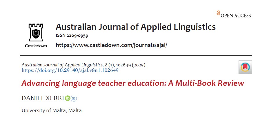 I'm pleased to share this open access article in which I review four recent volumes that invite us to reshape how we think about language teacher education.

doi.org/10.29140/ajal.…

#LanguageEducation #TeacherEducation #AppliedLinguistics #SocialJustice #TeacherIdentity
