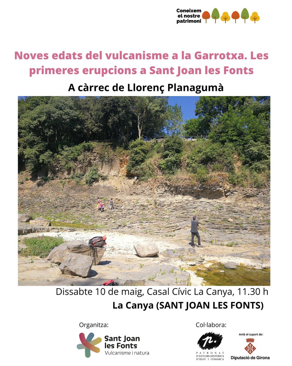 🙋🏻‍♀️Dissabte al matí us proposem la següent activitat.

🌋 Xerrada titulada "Noves edats del vulcanisme a la Garrotxa. Les primeres erupcions a Sant Joan les Fonts".

🗣️ A càrrec de Llorenç Planagumà.

🗓️ 10/05
⏰ 11.30h
📍 Casal Cívic La Canya

Entrada lliure i gratuïta!
#Garrotxa