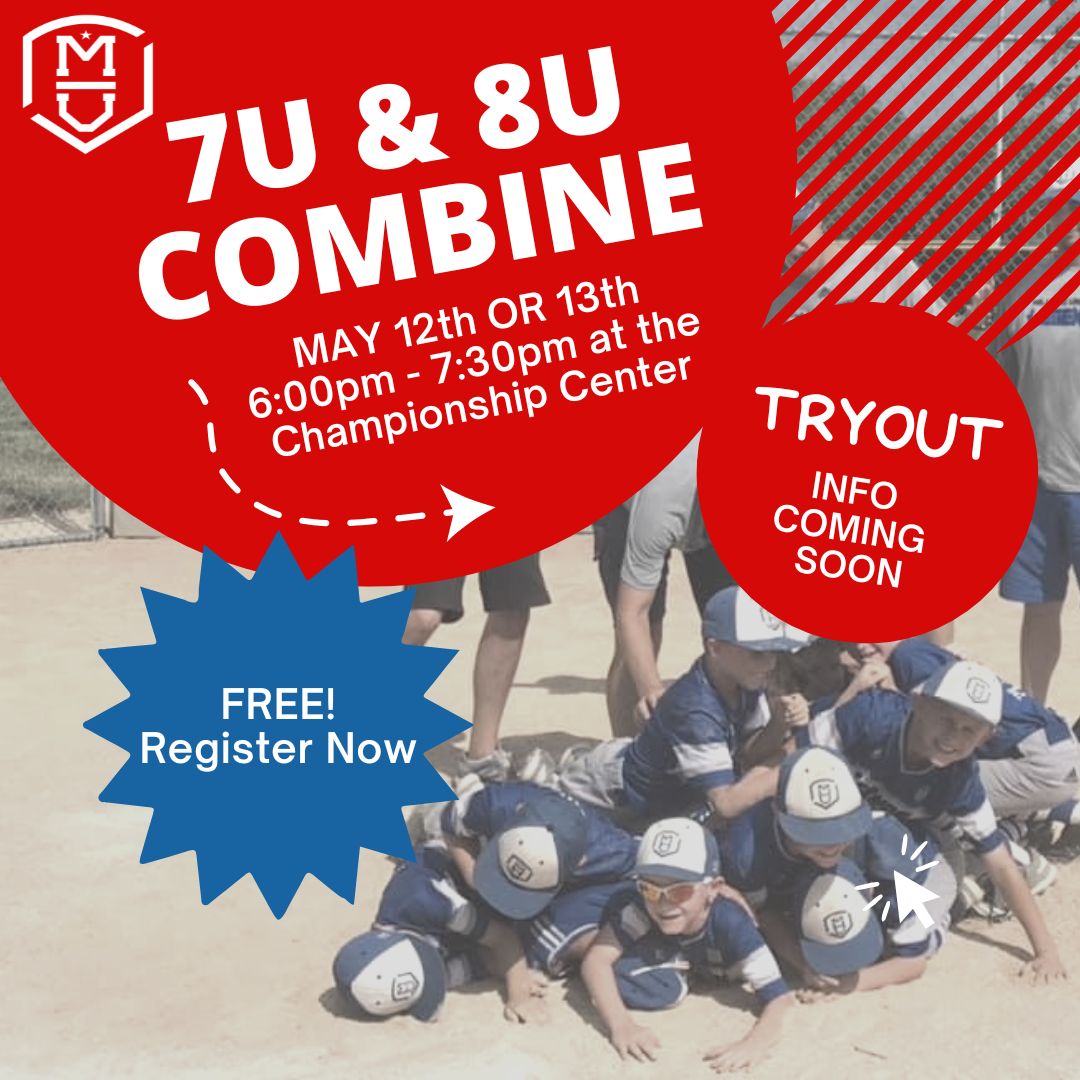 ‼️CALLING ALL ATHLETES (6-8 year olds)  INTERESTED IN TRYING OUT FOR COMPETITIVE BASEBALL IN 2026‼️ 

MUS is hosting a combine to get your athletes prepped and ready to go for tryouts!⚾ 
Come to 1️⃣  or come to 2️⃣ 

Register here: buff.ly/fviEzaq  
See you May 12th/13th!