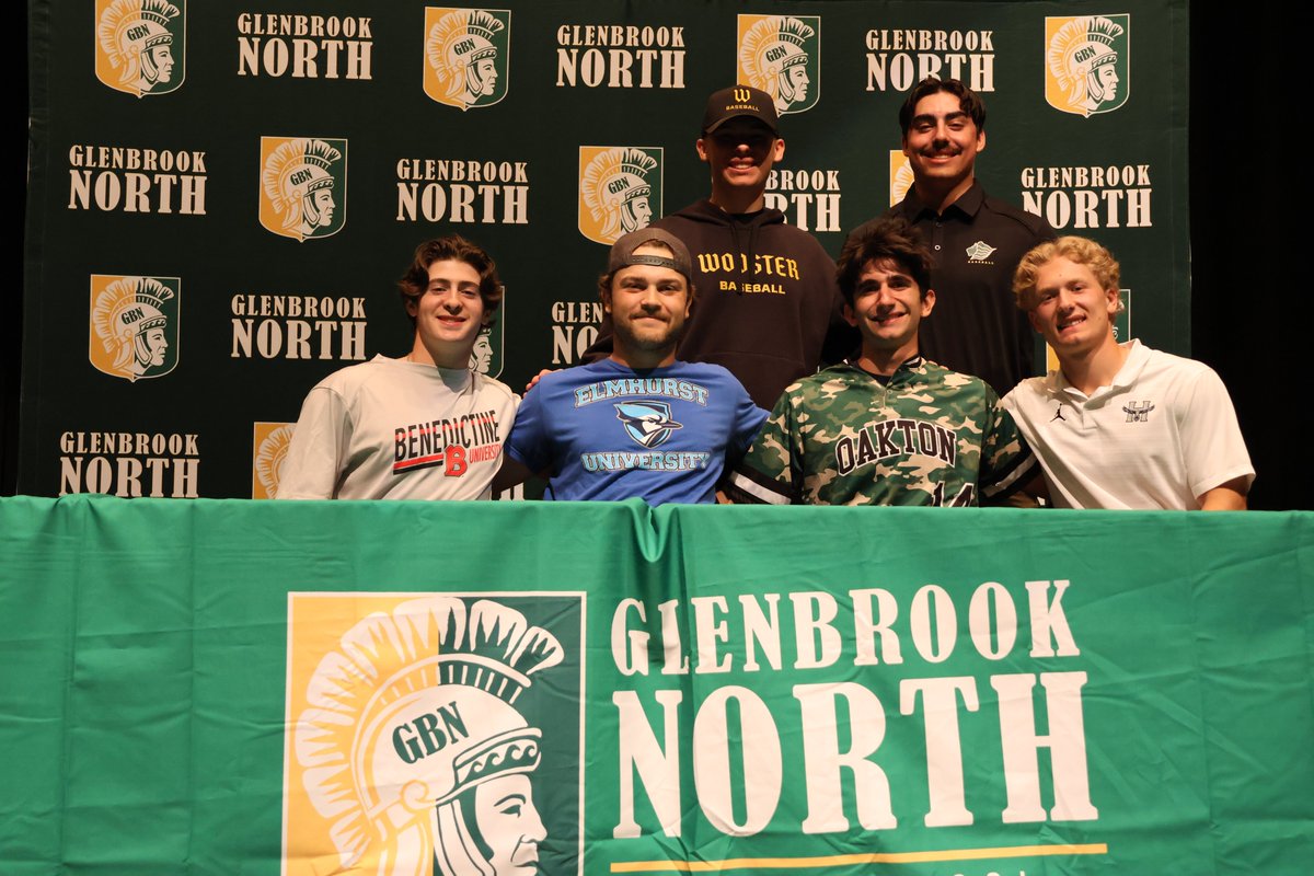 Glenbrook North Baseball (@gbn_baseball) on Twitter photo Congrats to our six seniors who have committed to play baseball next year.
• Danny Cosentino (<a href="/Oakton_Baseball/">Oakton CC Baseball</a>)
• Noah Delgado (<a href="/saintleobase/">Saint Leo Baseball</a>)
• David Kaminsky (<a href="/BenUBaseball/">Benedictine Baseball</a>)
• Max Lerner (<a href="/WoosterBaseball/">Wooster Baseball</a>)
• Chase Petersen (<a href="/HCC_Hawks/">Heartland Baseball</a>)
• Alex Rzonca (<a href="/ElmhurstU_BSB/">Elmhurst University Baseball</a>) Congrats to our six seniors who have committed to play baseball next year.
• Danny Cosentino (<a href="/Oakton_Baseball/">Oakton CC Baseball</a>)
• Noah Delgado (<a href="/saintleobase/">Saint Leo Baseball</a>)
• David Kaminsky (<a href="/BenUBaseball/">Benedictine Baseball</a>)
• Max Lerner (<a href="/WoosterBaseball/">Wooster Baseball</a>)
• Chase Petersen (<a href="/HCC_Hawks/">Heartland Baseball</a>)
• Alex Rzonca (<a href="/ElmhurstU_BSB/">Elmhurst University Baseball</a>)