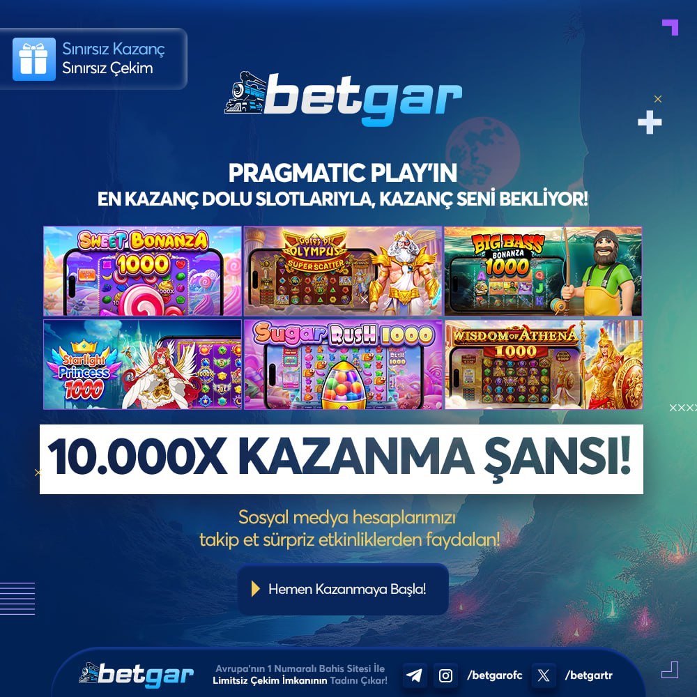 Betgar_Sosyal's tweet photo. 💂‍♀️ Sweet Bonanza 1000, Starlight Princess 1000 ve çok daha fazlası Pragmatic Play farkıyla burada!

👨‍🍳 Betgar’da 10.000X Kazanma Şansını Kaçırma!

🤩 Betgar Yüksek Kar!

➡️ BETGAR GİRİŞ : https://t.co/aGo0gUY02q https://t.co/ZR70b8t7J3
