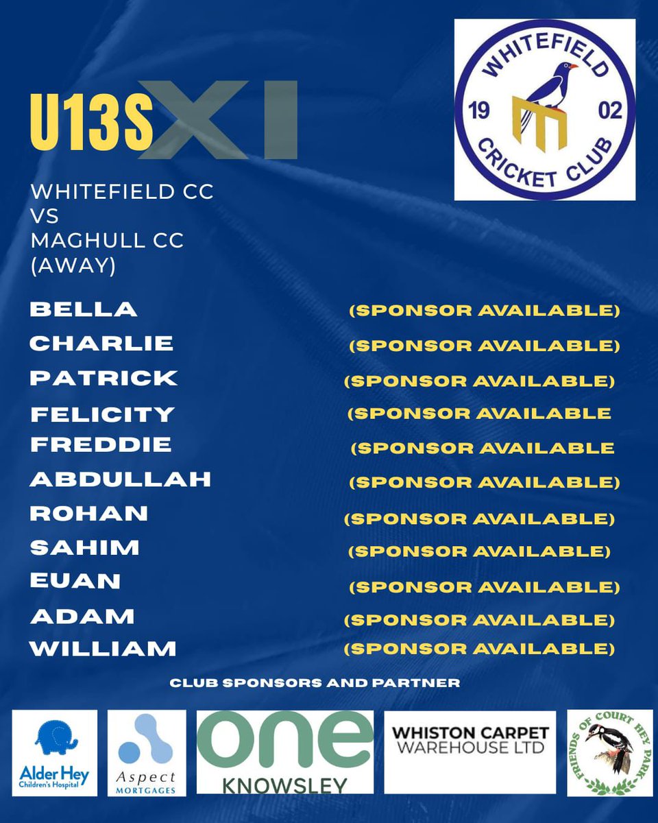 Our U13s team that travel to Maghull tomorrow night!

#forzawhitefield #theloveclub 

💙💛💙💛💙💛