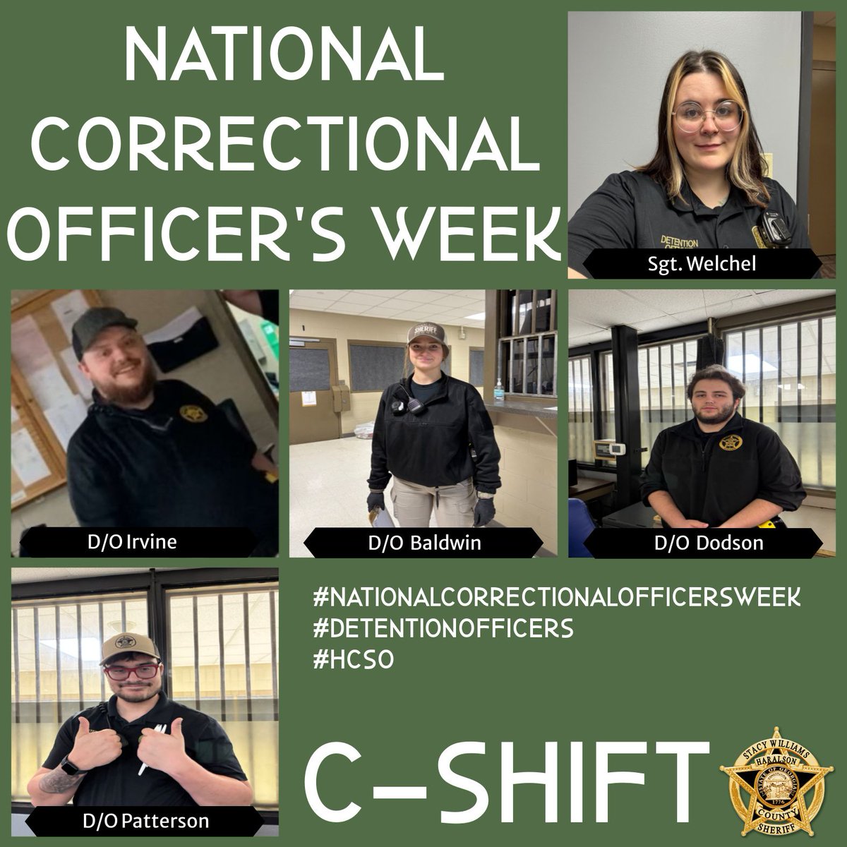 HaralsonSheriff's tweet image. We are continuing National Correctional Officers Week with a thank you to C-Shift, led by Sgt. Welchel. Your commitment does not go unnoticed and is deeply appreciated. Thank you, C-Shift!

#NationalCorrectionalOfficersWeek
#CShift
#ThankYou
#HCSO