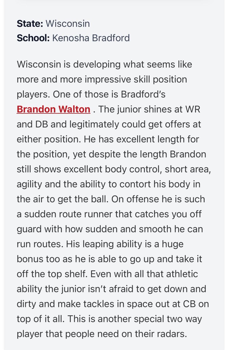 Brandon C Walton (@brandoncwaltom) on Twitter photo Appreciate prep redzone for the write up!!
<a href="/MJ_NFLDraft/">Mark Johnson</a> <a href="/PrepRedzoneWI/">Prep Redzone Wisconsin</a> <a href="/BHSREDDEVILFB/">BHS Red Devil Football</a> Appreciate prep redzone for the write up!!
<a href="/MJ_NFLDraft/">Mark Johnson</a> <a href="/PrepRedzoneWI/">Prep Redzone Wisconsin</a> <a href="/BHSREDDEVILFB/">BHS Red Devil Football</a>