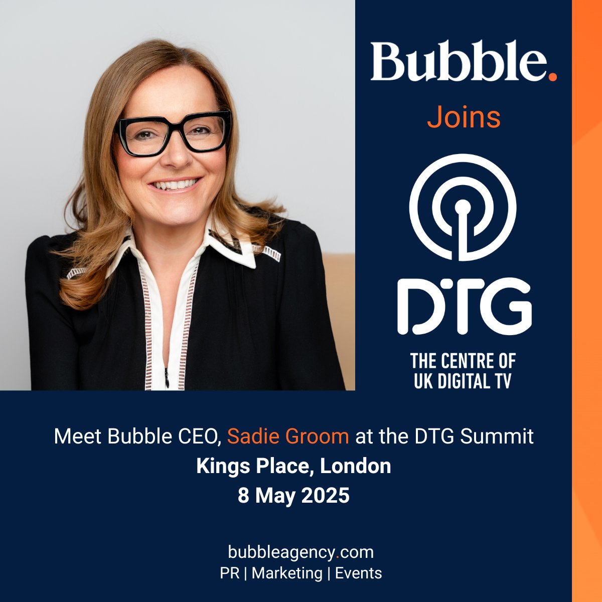 Bubble Agency (@bubble_agency) on Twitter photo Bubble is excited share we've joined <a href="/theDTG/">Digital TV Group</a>!
Tomorrow, CEO Sadie Groom will be attending the DTG Summit - learn more here: dtg.org.uk
#DTG #DTGSummit #DigitalTV #Broadcast #MediaTech #TeamBubble Bubble is excited share we've joined <a href="/theDTG/">Digital TV Group</a>!
Tomorrow, CEO Sadie Groom will be attending the DTG Summit - learn more here: dtg.org.uk
#DTG #DTGSummit #DigitalTV #Broadcast #MediaTech #TeamBubble