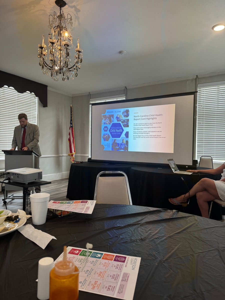 ncchild's tweet photo. Several of our staff were in Robeson today for the local Kiwanis Club meeting. Our Deputy Director of Community Engagement @joshmcgee_ presented the latest on the latest on issues at the state and local level. We will be back in Robeson on June 4th for a State of the Child lunch. https://t.co/3Col8piTey