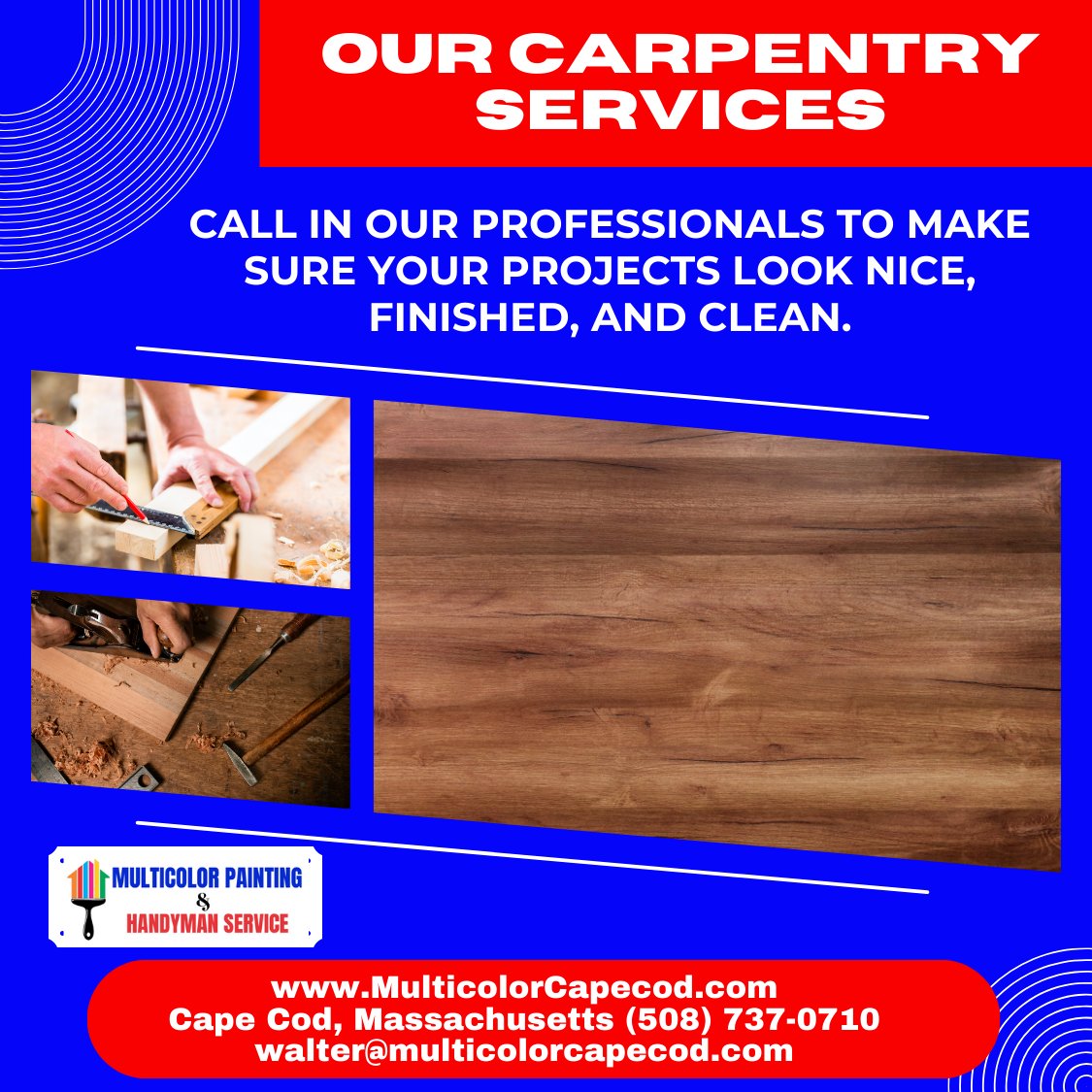MulticolorPain1's tweet image. Got a project in mind? Our professional carpentry services turn your ideas into reality, from custom shelving to deck repairs. Don’t wait, call us now!
#CarpentryMasters #CapeCodCarpentry #CustomProjects #Craftsmanship
🌐 bit.ly/2XLikom