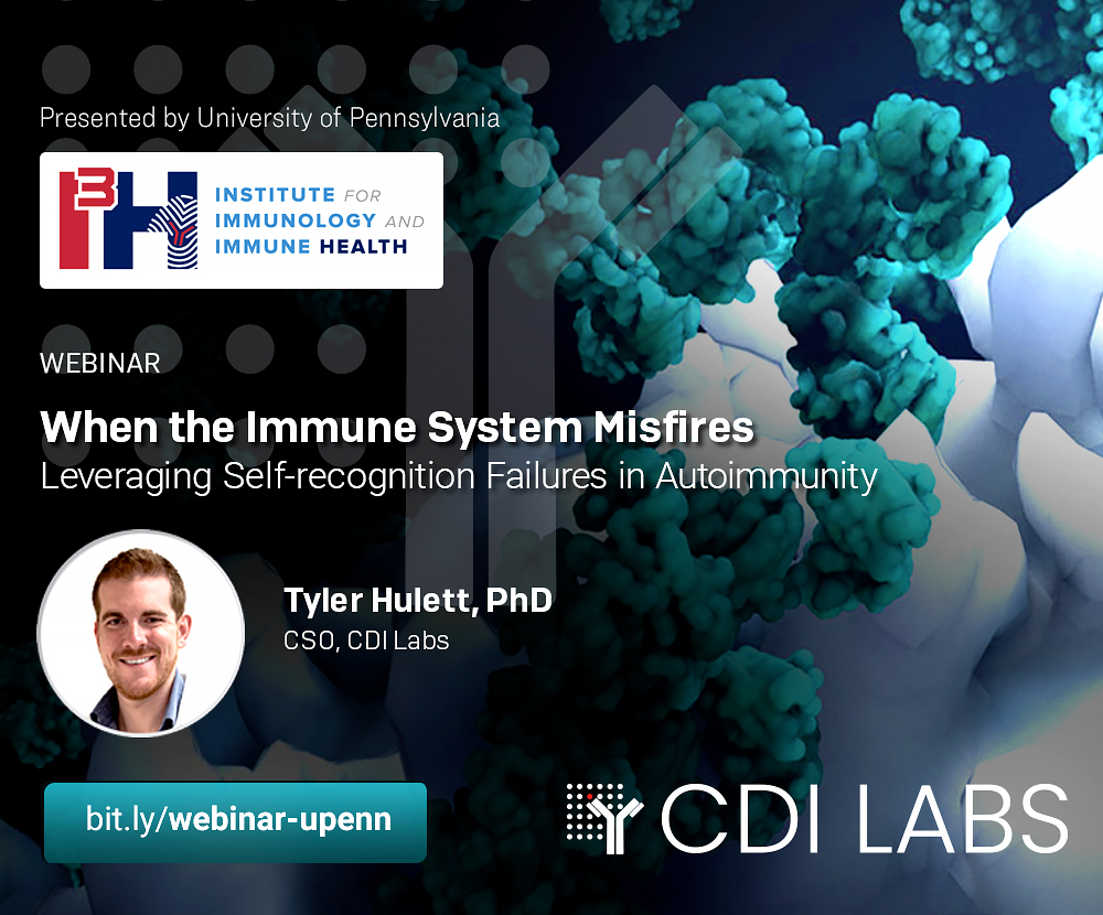 Mark your calendar! Join us next week, Tuesday, May 13, at 12 PM ET for a live webinar hosted by the Institute for Immunology and Immune Health at the University of Pennsylvania. In this thought-provoking session titled "When the Immune System Misfires: Leveraging