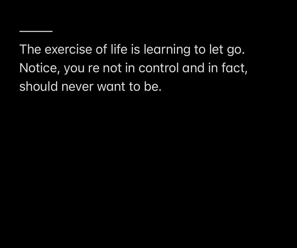 thisisossa's tweet image. Letting go is hard for some: but it is part of the exercise of life. You have to exercise the muscle that wants control; so learning to let go of that control for kids, love ones, career, money and everything life brings. Simply just be grateful and stay in your present.