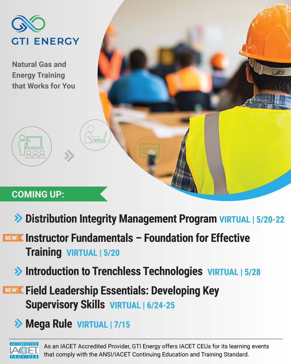 GTIeducation's tweet image. A skilled energy workforce starts with quality training. Elevate your industry knowledge with expert-led courses in field leadership, innovative technologies, safety and regulatory compliance, and more.
Use code TAKE15_2025 for 15% off registration! linkedin.com/posts/gti-trai…