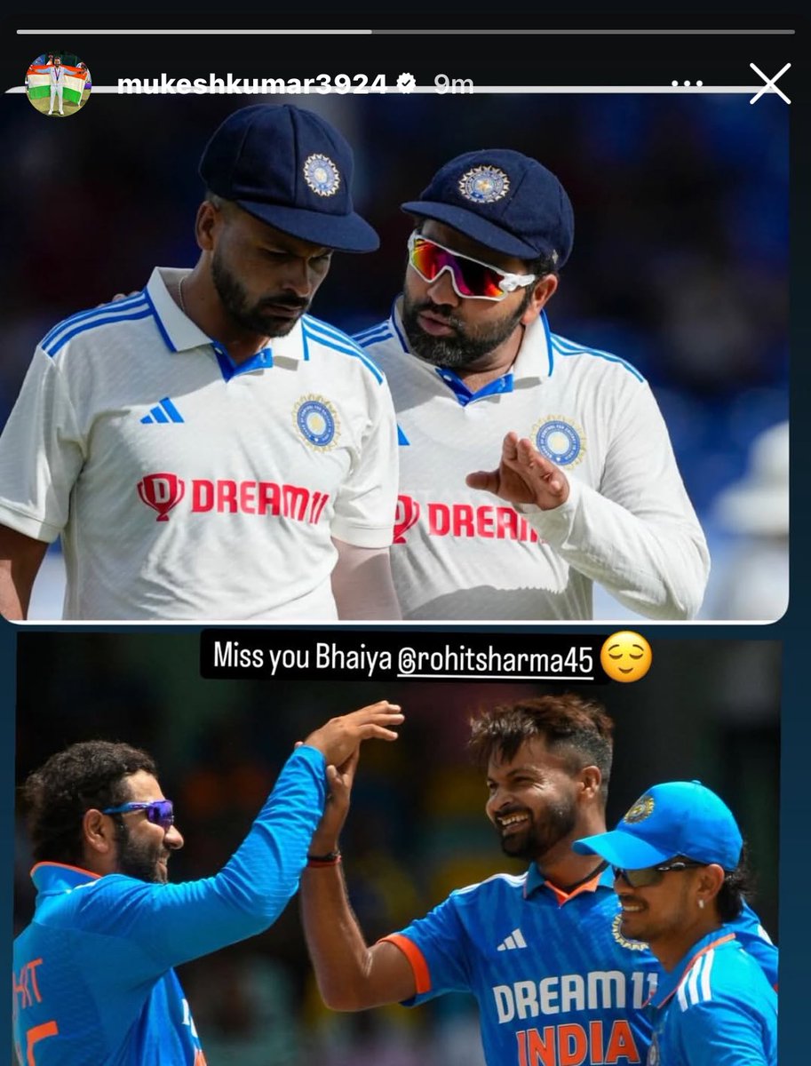 rushiii_12's tweet photo. Mukesh Kumar Instagram story for Rohit Sharma.🥺 https://t.co/cs9oJmjxK0