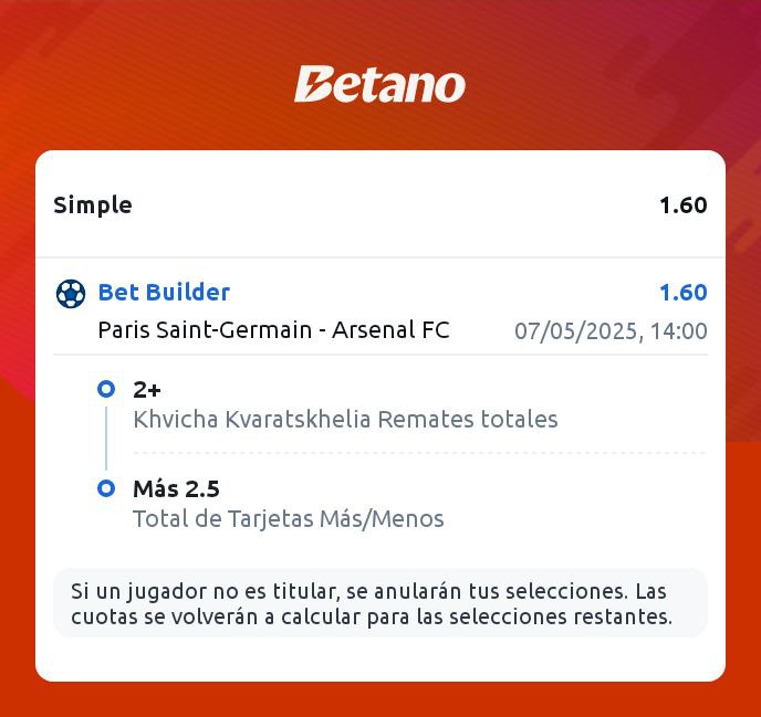 Stakeprobet's tweet photo. 10. Apuesta gratuita 

⚽ Futbol

➡️ 2+ tiros totales Kvaratskhelia
➡️ +2.5 tarjetas

📈 Cuota 1.60

📍 STAKE 7

Link Betano:

https://t.co/EcRAoJuXN2

#tipsfree #futbol #bet https://t.co/w443T6QNEV