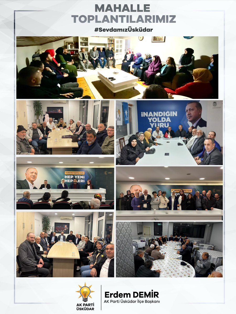 Mahalle teşkilatlarımız bugüne kadar olduğu gibi, bundan sonra da halkımızın gönlüne dokunacak ve umut olacaklardır.

Teşkilatımızın her ferdiyle, biriz, beraberiz, güçlüyüz. 

📌Mahalle Toplantıları

#SevdamızÜsküdar
<a href="/abdullahozdemir/">Abdullah Özdemir</a>