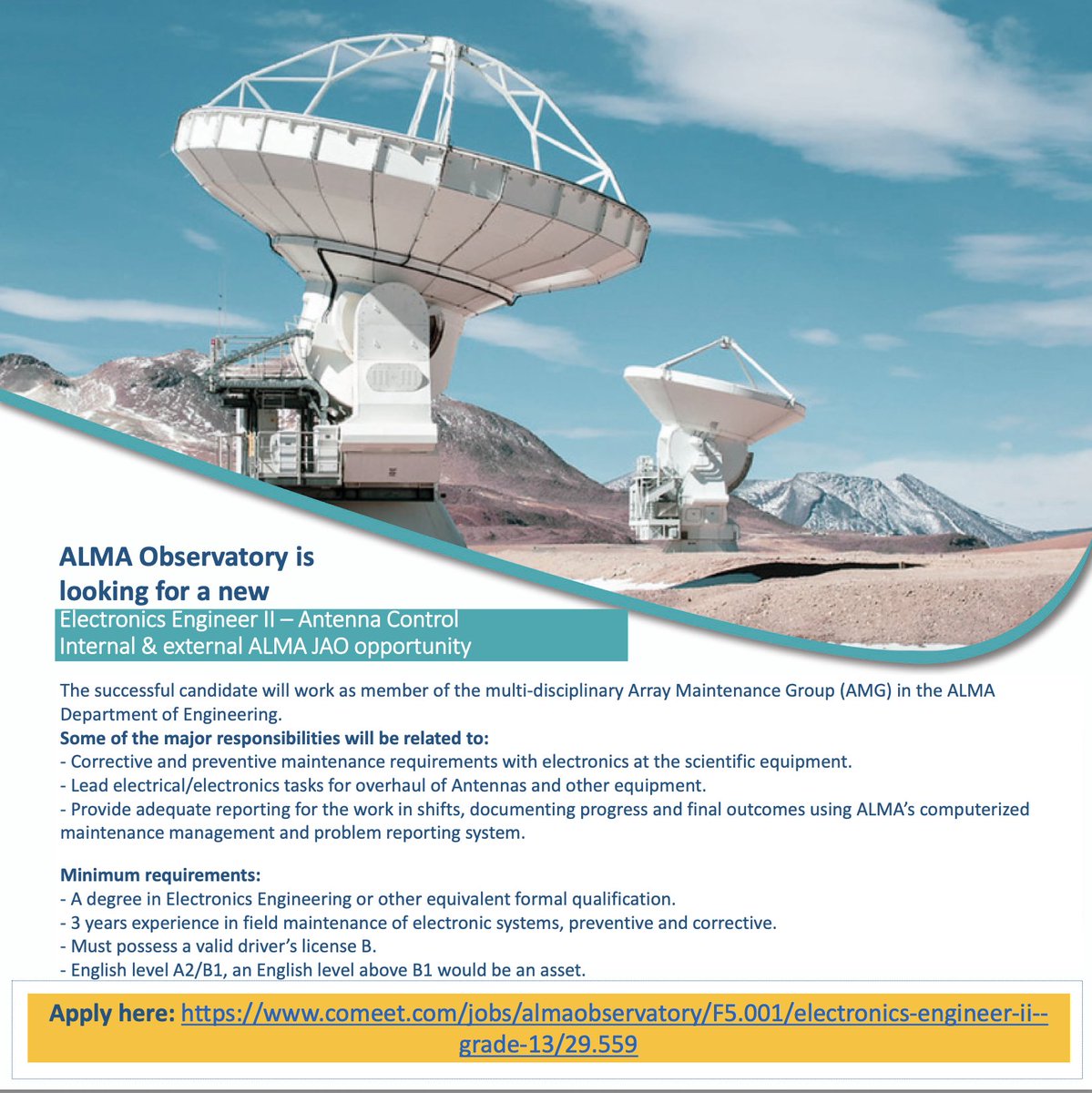almaobs's tweet photo. #ALMAJobs Let's work together!
👤We're looking for an "Electronics Engineer"
🗓️Applications until May 19, 2025
Apply here:
🔗https://t.co/e2MrX5tZBZ https://t.co/xV1chFLWOp