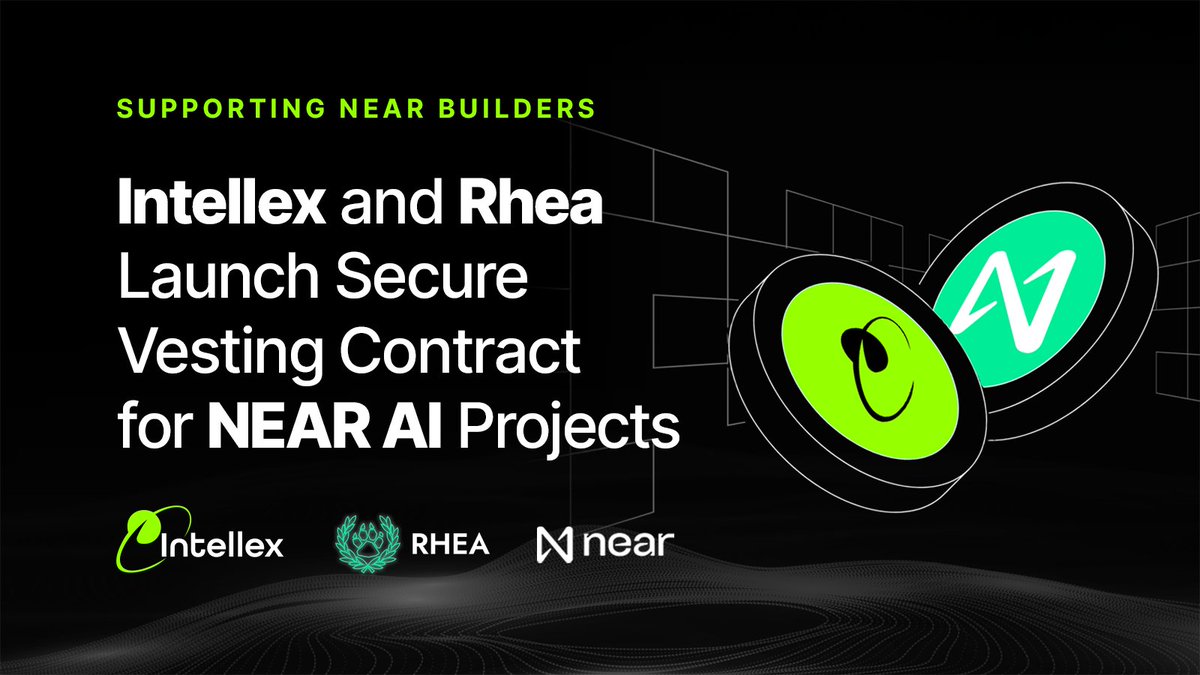 intellex_xyz's tweet image. Intellex has partnered with @rhea_finance to deliver secure, audited vesting infrastructure for projects building on
@NEARProtocol. 
 
As part of our commitment to @near_ai, Intellex is making this contract available to help trusted teams launch faster and safer.  

🔗 Read more:…
