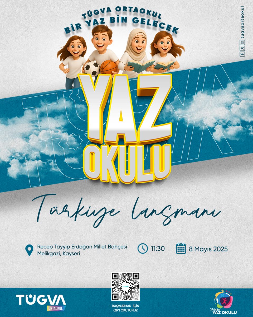 TürkiyeGençlikVakfı (@tugvatr) on Twitter photo TÜGVA'da yaz dönemi gümbür gümbür başlıyorrr!🥳
Türkiye lansmanımızla açılışı yapıyoruz!
🗓️8 Mayıs 2025
🕦11.30
📍Kayseri / Recep Tayyip Erdoğan Millet Bahçesi 
#BirYazBinGelecek TÜGVA'da yaz dönemi gümbür gümbür başlıyorrr!🥳
Türkiye lansmanımızla açılışı yapıyoruz!
🗓️8 Mayıs 2025
🕦11.30
📍Kayseri / Recep Tayyip Erdoğan Millet Bahçesi 
#BirYazBinGelecek