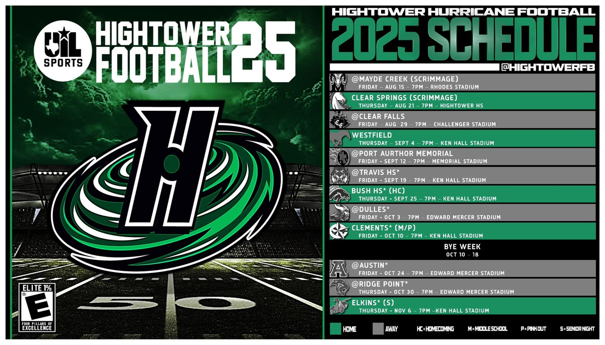 **2025-2026 HIGHTOWER HURRICANES FOOTBALL SCHEDULE** #ASTORMISCOMINGHFB <a href="/coachanthony46/">Cornelius Anthony</a> <a href="/CoachStoker_/">Kendale Stoker</a> <a href="/quentin_spiess/">Quentin Spiess</a> <a href="/KaRonColemanSr/">KaRon Coleman Sr.</a> <a href="/jrprude27/">Ronnie Prude</a>
