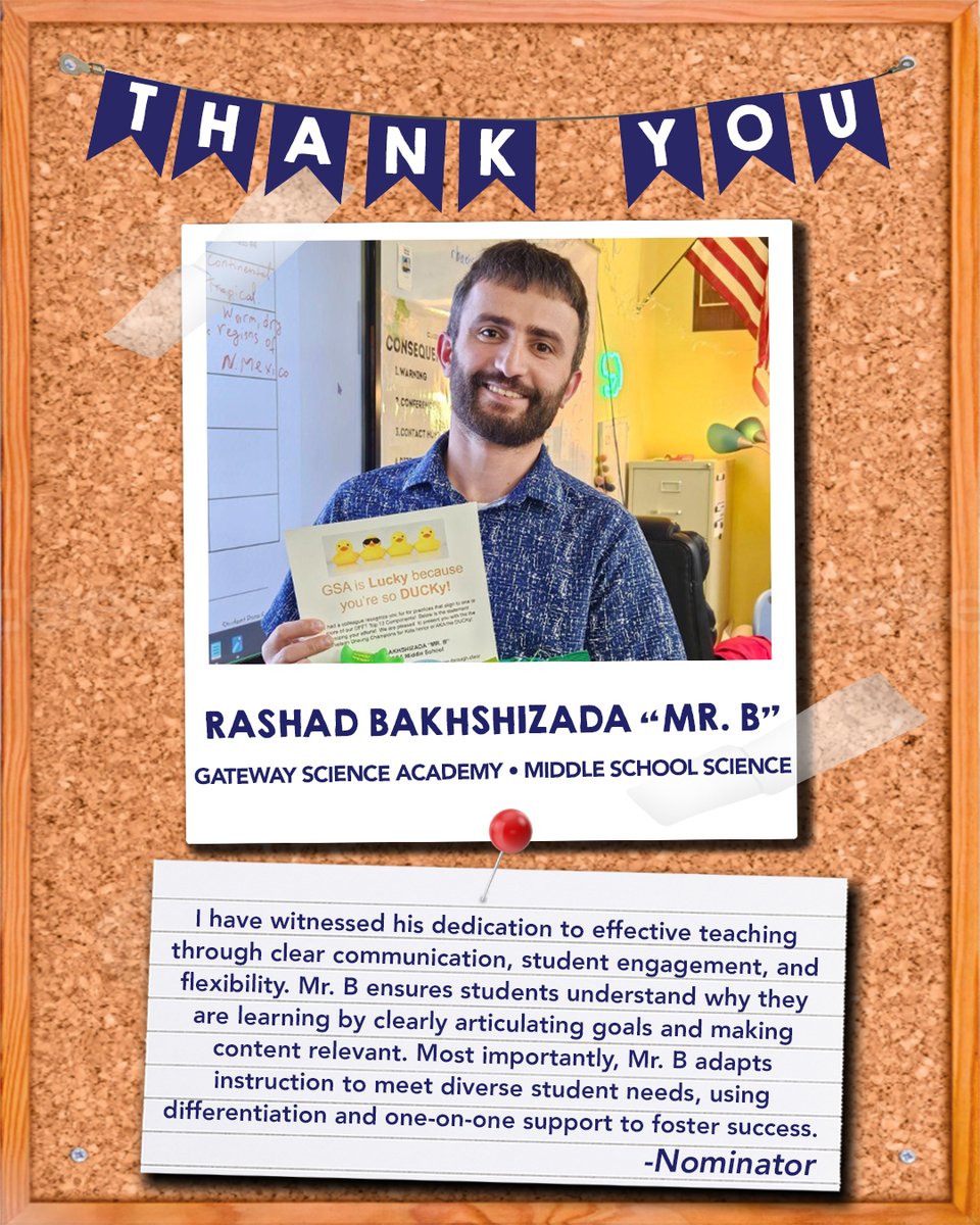 MCPSA (@mocharterschool) on Twitter photo Today’s first #TeacherAppreciationWeek spotlight goes to Mr. Bakhshizada at <a href="/GatewaySciHigh/">GSA Middle & High school</a> 
Mr. B is a thoughtful and adaptable educator who keeps students engaged, makes learning relevant, and meets each scholar where they are. Thanks, Mr. B👏👏 
#MOChartersWork Today’s first #TeacherAppreciationWeek spotlight goes to Mr. Bakhshizada at <a href="/GatewaySciHigh/">GSA Middle & High school</a> 
Mr. B is a thoughtful and adaptable educator who keeps students engaged, makes learning relevant, and meets each scholar where they are. Thanks, Mr. B👏👏 
#MOChartersWork