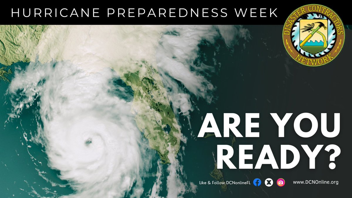 May 4-10 is #HurricanePreparednessWeek and the perfect time to get prepared for the upcoming Atlantic hurricane season. Now’s the time to gather supplies and be prepared. Know your zone and know your plan. <a href="/ABCofFL/">ABC of Florida</a> <a href="/FHBAOfficial/">FHBA</a> <a href="/flroof/">FL Roofing and Sheet Metal Contractors Association</a> <a href="/FloridaDBPR/">Florida DBPR</a> <a href="/AGC_FEC/">AGC - Florida East Coast Chapter</a>