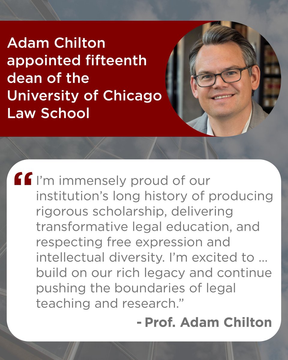 UChicago Law School (@uchicagolaw) on Twitter photo .<a href="/adamschilton/">Adam Chilton</a> has been appointed dean of the UChicago Law, effective July 1. “I strongly believe that the University of Chicago Law School is the world’s most academically outstanding and rigorous law school, and it is an extraordinary honor to lead it.” buff.ly/Vanal2y .<a href="/adamschilton/">Adam Chilton</a> has been appointed dean of the UChicago Law, effective July 1. “I strongly believe that the University of Chicago Law School is the world’s most academically outstanding and rigorous law school, and it is an extraordinary honor to lead it.” buff.ly/Vanal2y