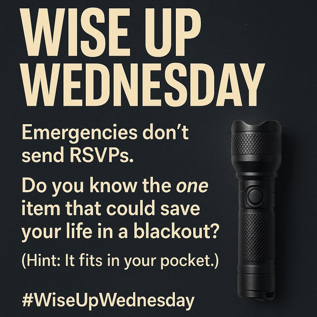 GuardianWi69067's tweet photo. Wise Up Wednesday
Emergencies don’t send RSVPs.
Do you know the one item that could save your life in a blackout?

Swipe to reveal and wise up before the lights go out.
#WiseUpWednesday #EmergencyPrep #GuardianCare #BeReady #PowerOutageTips #PreparedWithGuardian https://t.co/hAnymEFNkT