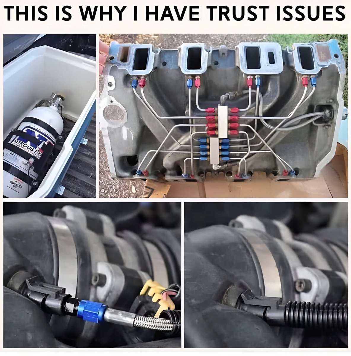 I know of a mud bog competitor who was black listed because he was caught using NOS in classes that don't allow it. He built a hidden NOS container integrated into his oil pan so it wasn't noticeable unless you removed the pan.