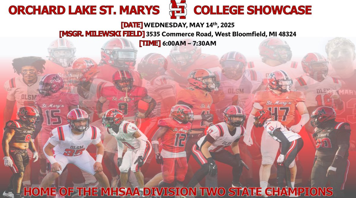 OLSM Football (@olsmfootball) on Twitter photo One week away!
The greatest show on turf!
Coaches we invite you out to see our D2 State Champs up close & personal!
16 athletes - 76+ offers!
To RSVP contact <a href="/coachdixon_OLSM/">Greg Dixon</a> gdixon@stmarysprep.com
Our players are thankful for your time! One week away!
The greatest show on turf!
Coaches we invite you out to see our D2 State Champs up close & personal!
16 athletes - 76+ offers!
To RSVP contact <a href="/coachdixon_OLSM/">Greg Dixon</a> gdixon@stmarysprep.com
Our players are thankful for your time!