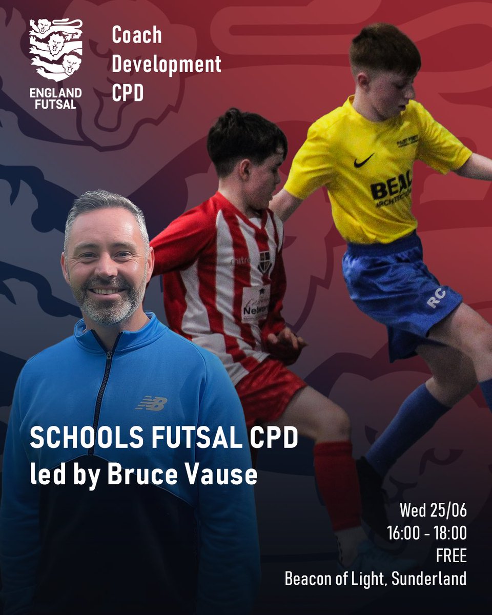 SCHOOLS FUTSAL CPD <a href="/EnglandFutsal/">England Futsal</a> 

Designed for teachers/coaches running boys/girls teams in <a href="/DCSFA/">Durham County SFA</a> comps. 

Register here 👉🏻 forms.office.com/e/5Qu7fy8HKF

#schoolsfutsal