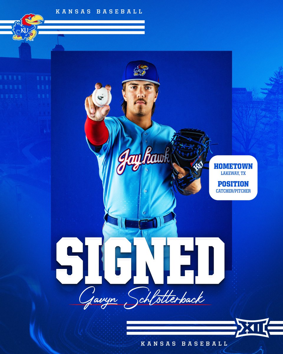 Signed ✍️

🔴 Gavyn Schlotterback
🔵 Lakeway, Texas
🔴 Catcher/Pitcher 

#RockChalk