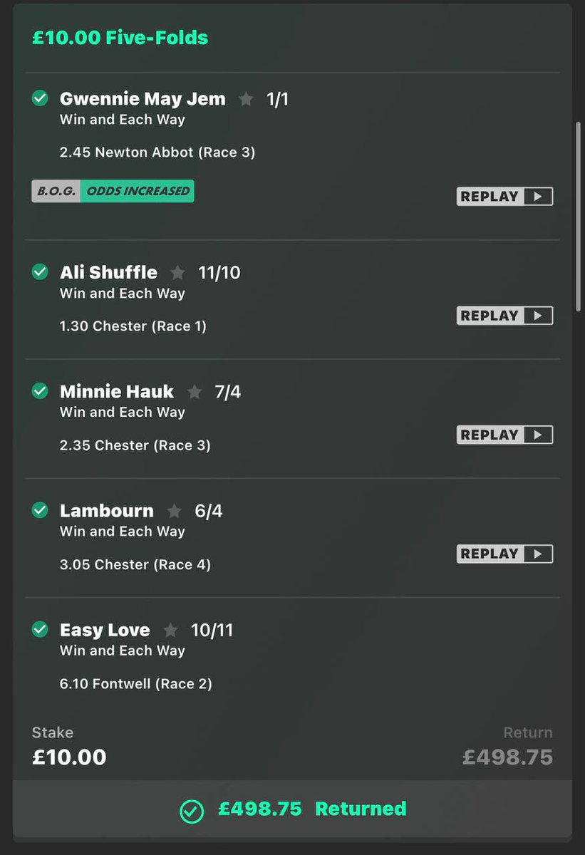 DanJamesRacing's tweet image. VIP HAS LANDED NOW 5/5 TODAY 🔥 🔥 🔥 ✅

£10 into £500 easy 👌✅ (shame on Rule4 on last race) 

ANOTHER ACCA GOING UP IN VIP! HUGE VALUE, BIG ODDS and CONFIDENT WE LAND ANOTHER 👀📝

3 Days free trial no contract (limited spaces) 👉 sublaunch.com/djracingvip