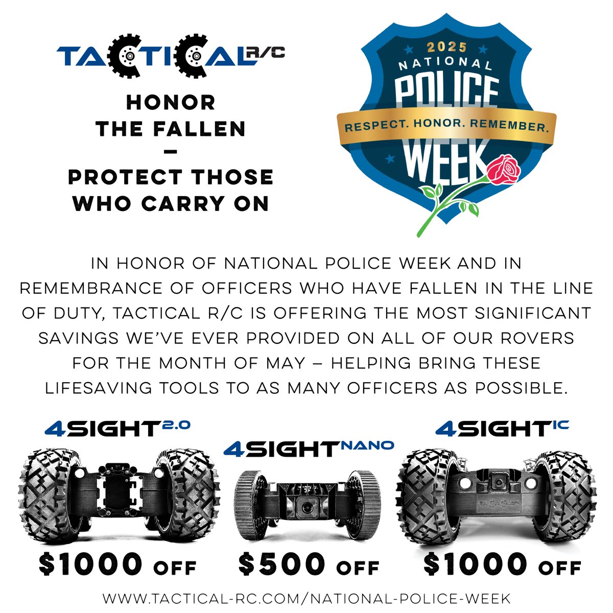 #NationalPoliceWeek2025 (May 11-17) is a time to honor those officers who made the ultimate sacrifice, as well as the service and sacrifice of all law enforcement officers and their families.
To continue our commitment to increasing officer safety and to show our support for law