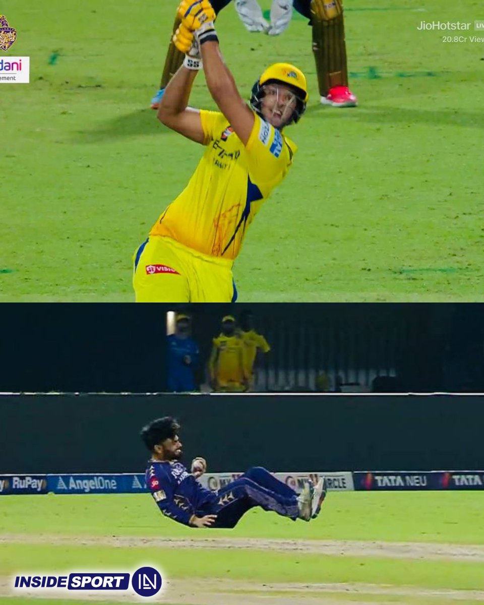 Another fine catch from Rinku Singh as Shivam Dube departs for 4️⃣5️⃣

📷: JioStar 

#KKRvCSK #IPL2025 #Kolkata #Insidesport #CricketTwitter