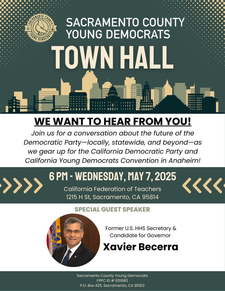 We’re very excited to be hosting a Town Hall for our members today with special guest @becerraforgovernor joining us! Can’t wait to see you all there at 6:00 pm!