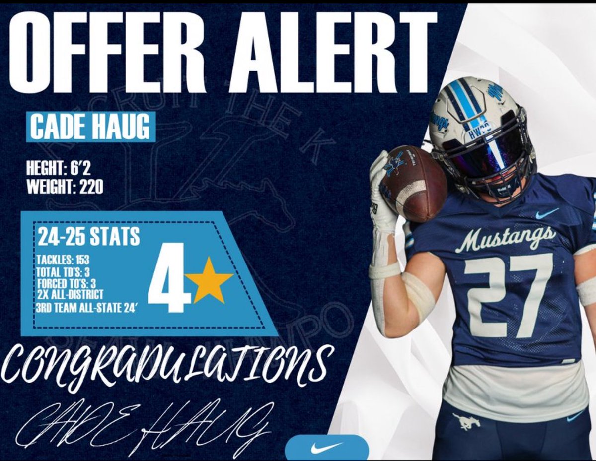 Congratulations to <a href="/CadeHaug/">Cade Haug</a> picking up his 6th offer from <a href="/Utah_Football/">Utah Football</a> 

#SFAW #HWPO #NoExcuses #Believe #RetoolandReload #WeWillWin #WEAREKINGWOOD #KingwoodALLIN