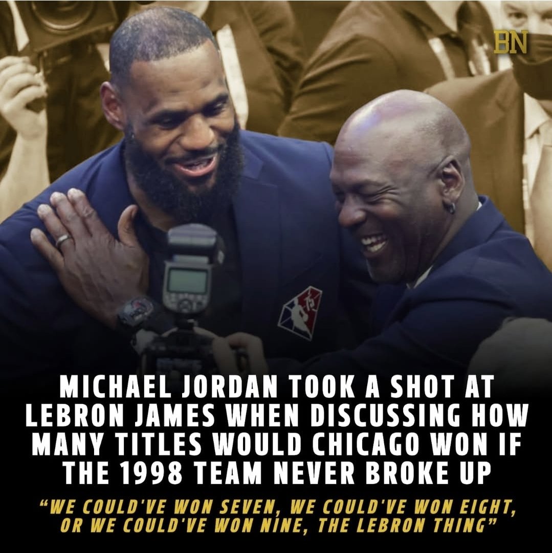 Michael Jordan makes fun of Lebron saying he would've actually won 7,8,9 titles if the bulls didnt break up 😂😂🔥🔥