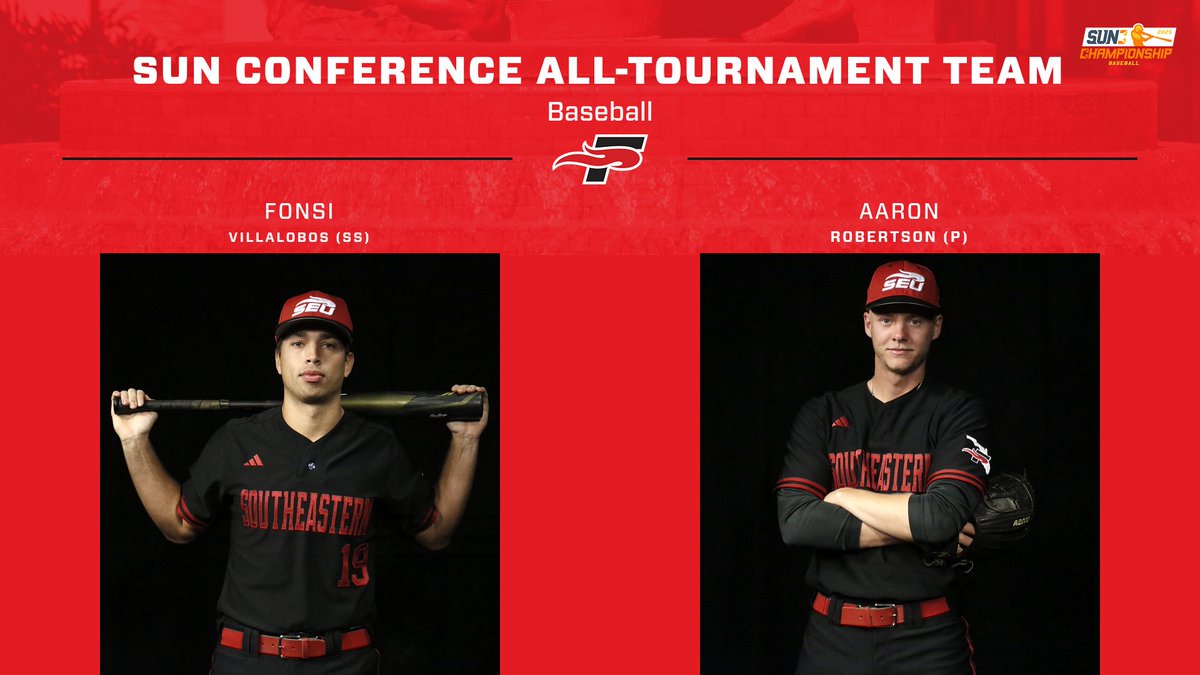 Southeastern Baseball (@seufirebaseball) on Twitter photo HUGE Congratulations to Fonsi Villalobos and Aaron Robertson for being named to the <a href="/SunConference/">The Sun Conference</a> All-Tournament Team for their spectacular performances in the tournament!
#FuelTheFire🔥 #TheRightWaytoPlay HUGE Congratulations to Fonsi Villalobos and Aaron Robertson for being named to the <a href="/SunConference/">The Sun Conference</a> All-Tournament Team for their spectacular performances in the tournament!
#FuelTheFire🔥 #TheRightWaytoPlay