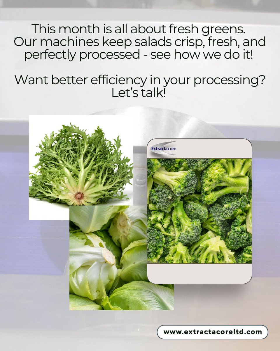 ExtractaCore's tweet image. 🚀 Fresh greens, flawless processing, and peak efficiency—because precision matters. 🥗 🌱
This National Salad Month, make sure your produce stays crisp, fresh, and perfectly processed.
Our machines make it effortless—see how we do it!
🔹 #FoodProcessing #NationalSaladMonth