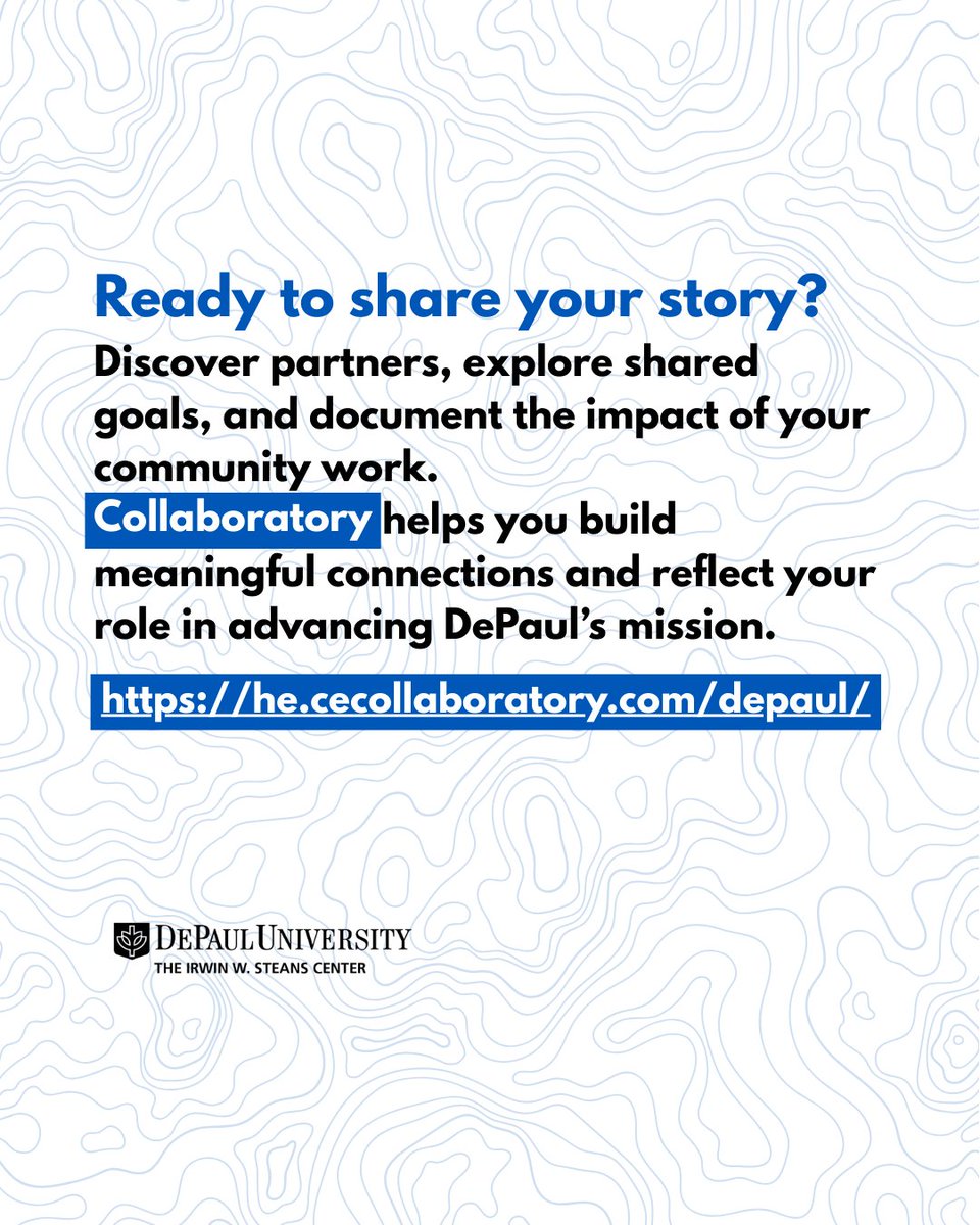 From community-engaged research or internships, co-curricular or curricular engagement – your impact matters.
Track, share, and connect your work through DePaul Collaboratory.
🔗 he.cecollaboratory.com/depaul
#DePaul #CommunityImpact #DePaulCollaboratory #SteansCenter