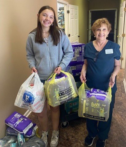 Hannah Jo Wiles, a senior Beta Club member, recently delivered donations of diapers, baby wipes, and gift cards that the club had collected to New Hope Pregnancy Center. This is an annual spring service project for the WV Beta Club. #OneValley