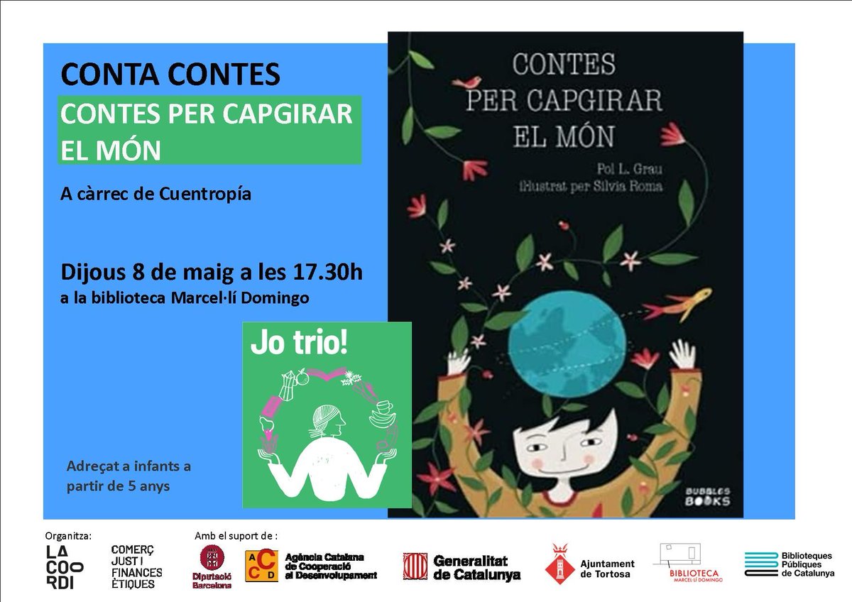 COMERÇ | Tortosa participa en la campanya del Mes del Comerç Just que té l'objectiu de promoure un model econòmic just amb les persones i el medi ambient. 🗓Demà dijous a les ⏰11.15 s'estrenarà a la biblioteca Marcel·lí Domingo el documental 'Terra compartida'